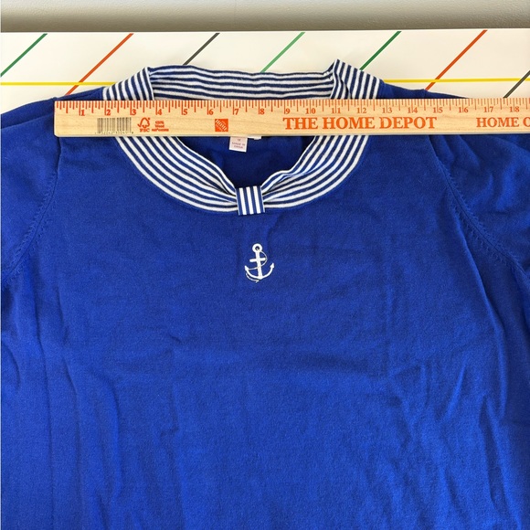 Quacker Factory Blue and White Sailor Top size 1X Donald Duck Twee kidcore EUC - Picture 10 of 11
